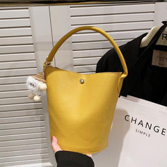 Classy Plain Bucket Bag Buckle Handbag Women's Handbag Handle Bag