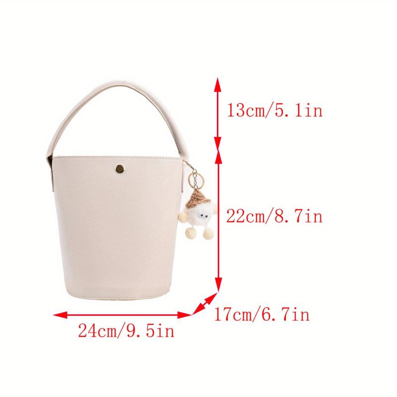 Classy Plain Bucket Bag Buckle Handbag Women's Handbag Handle Bag