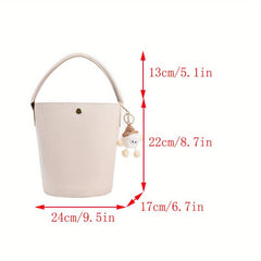 Classy Plain Bucket Bag Buckle Handbag Women's Handbag Handle Bag