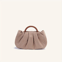 Pleated Round Handle Handbag Lightweight Summer Shopping Bag