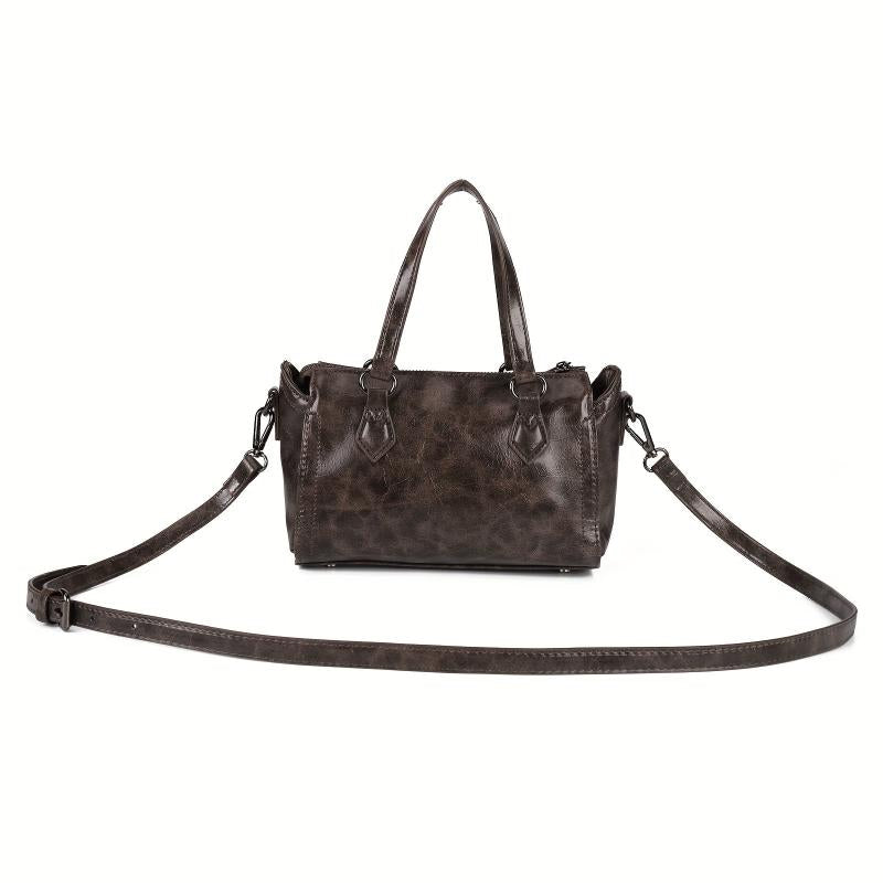 Crossbody Satchel Boston Bag PU Leather Textured Bag Classic Shoulder Bag