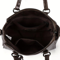 Crossbody Satchel Boston Bag PU Leather Textured Bag Classic Shoulder Bag