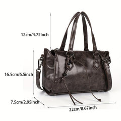 Crossbody Satchel Boston Bag PU Leather Textured Bag Classic Shoulder Bag