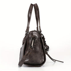 Crossbody Satchel Boston Bag PU Leather Textured Bag Classic Shoulder Bag