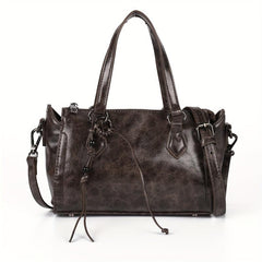 Crossbody Satchel Boston Bag PU Leather Textured Bag Classic Shoulder Bag