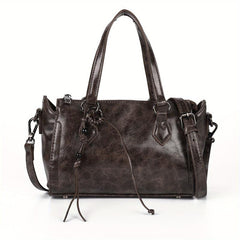 Crossbody Satchel Boston Bag PU Leather Textured Bag Classic Shoulder Bag