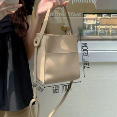 Soft Bucket Bag PU Leather Crossbody & Shoulder Handbag