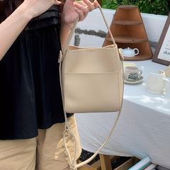 Soft Bucket Bag PU Leather Crossbody & Shoulder Handbag