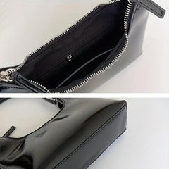 Top Handle Glossy Underarm Bag Textured Satchel Baguette
