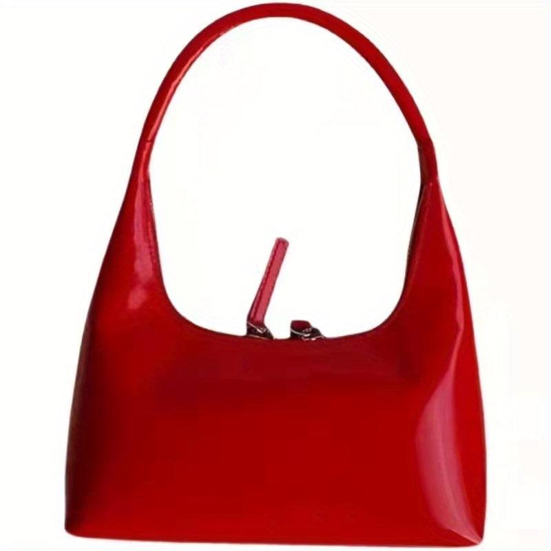 Top Handle Glossy Underarm Bag Textured Satchel Baguette