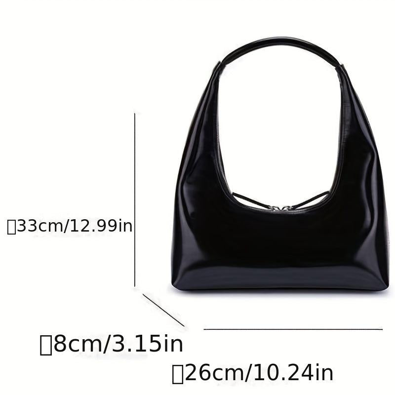 Top Handle Glossy Underarm Bag Textured Satchel Baguette
