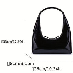 Top Handle Glossy Underarm Bag Textured Satchel Baguette
