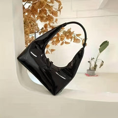Top Handle Glossy Underarm Bag Textured Satchel Baguette
