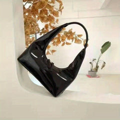 Top Handle Glossy Underarm Bag Textured Satchel Baguette