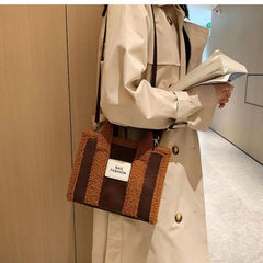 Cozy Lamb Wool Cross Body Bag for Winter
