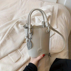 Leaf Pendant Crossbody Bag Bucket Handbag for Women