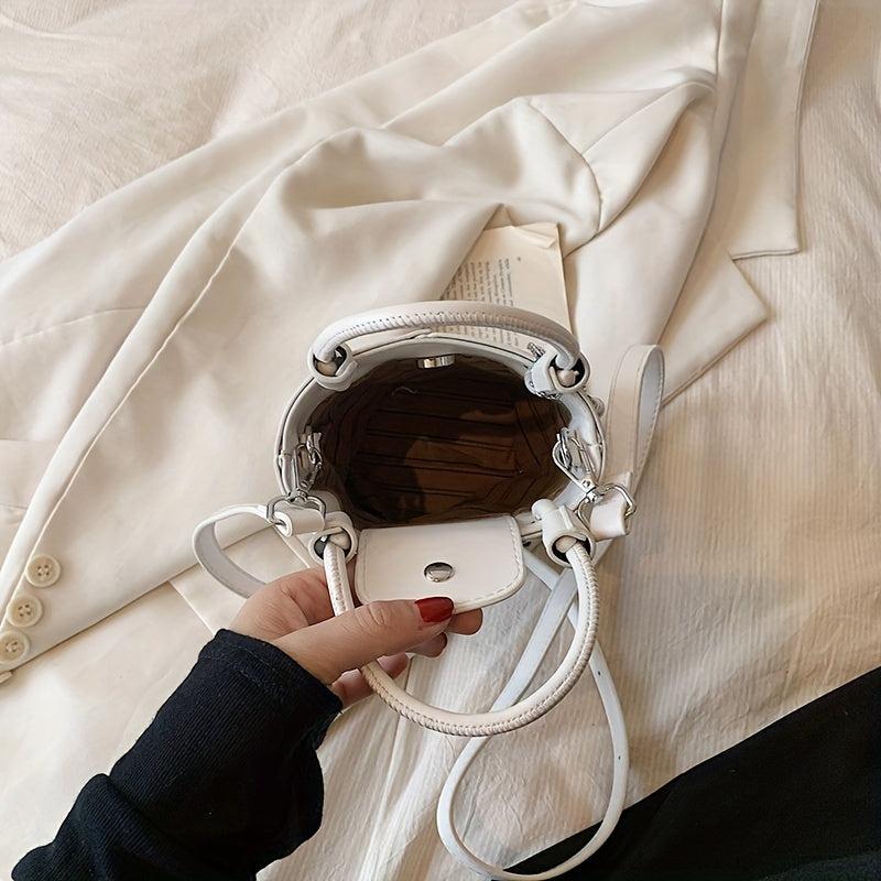 Leaf Pendant Crossbody Bag Bucket Handbag for Women