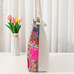 Hemp Rope Shoulder Canvas Bag Ethnic Style Large Capacity