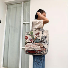 Ethnic Style Butterfly Embroidery Tote Bag Women's Handbag