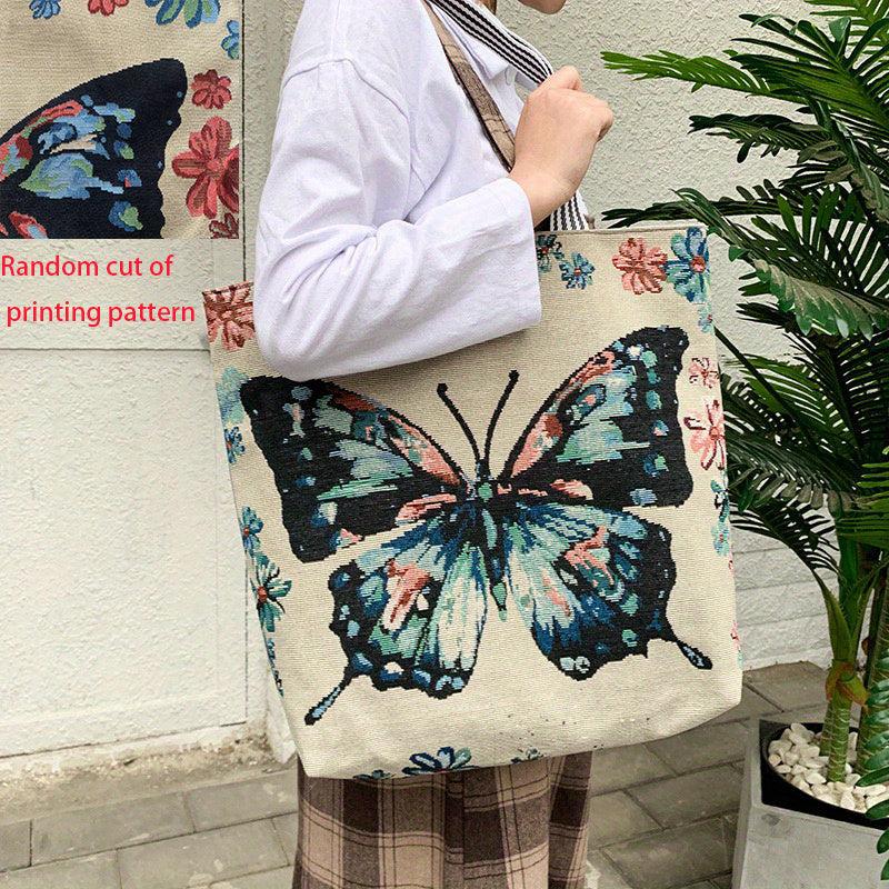 Ethnic Style Butterfly Embroidery Tote Bag Women's Handbag