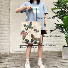 Ethnic Style Butterfly Embroidery Tote Bag Women's Handbag