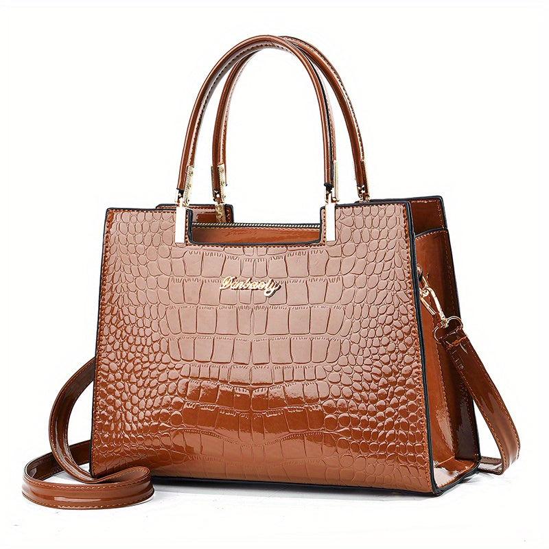 Crocodile Embossed Tote Bag Women's Crossbody Bag