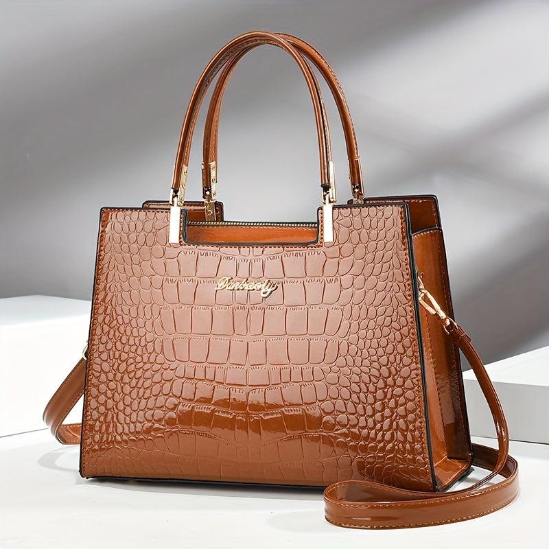 Crocodile Embossed Tote Bag Women's Crossbody Bag