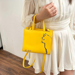 Cat Lines Tote Bag PU Leather Crossbody Satchel Purse