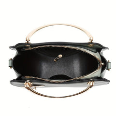 Cat Pendent Decor Durable Shoulder Bag PU Leather Tote Handbag