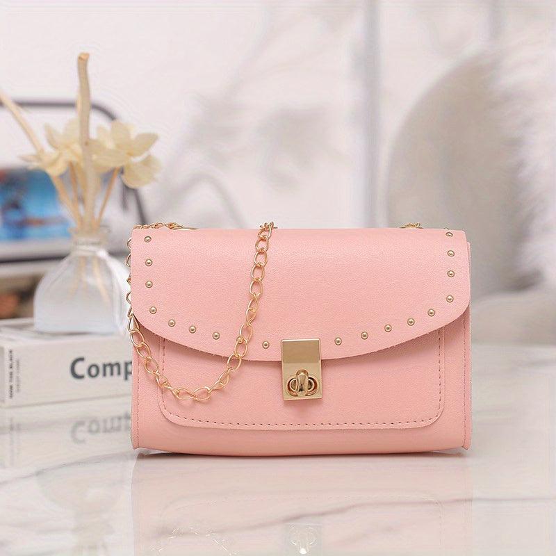 Studded Crossbody Bag with Buckle Decor