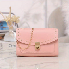 Studded Crossbody Bag with Buckle Decor