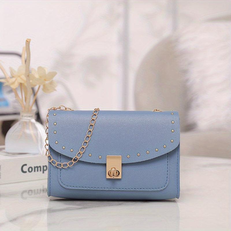 Studded Crossbody Bag with Buckle Decor