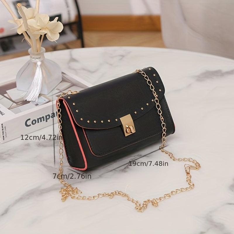 Studded Crossbody Bag with Buckle Decor