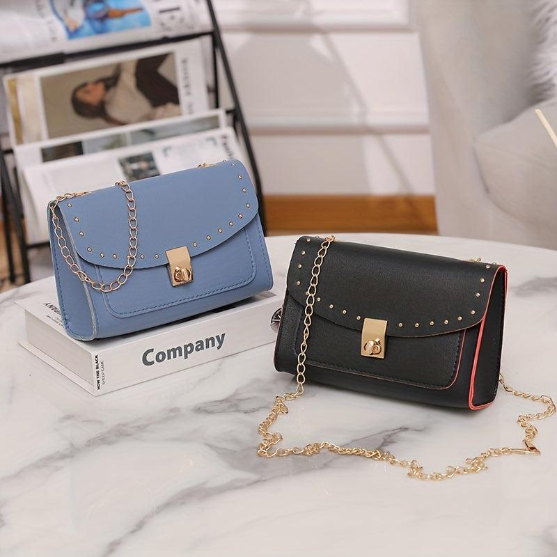 Studded Crossbody Bag with Buckle Decor
