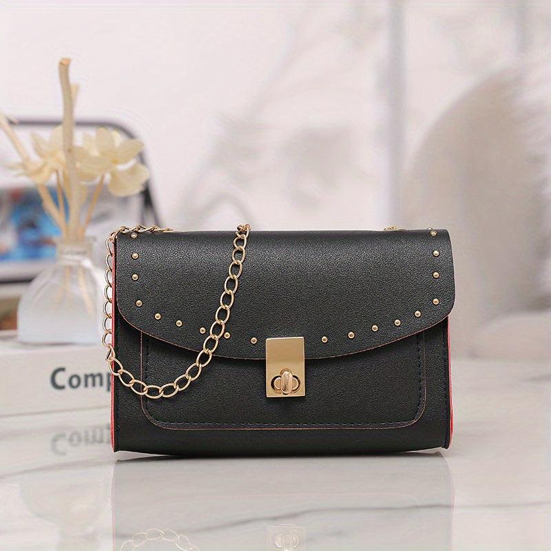 Studded Crossbody Bag with Buckle Decor