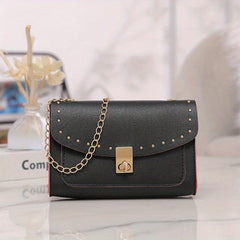 Studded Crossbody Bag with Buckle Decor