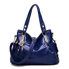 Tassel Decor Hand Bag Large Capacity Soft Leather Shoulder Bag