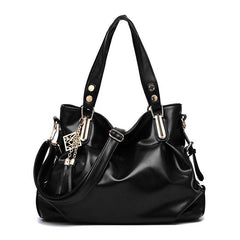 Tassel Decor Hand Bag Large Capacity Soft Leather Shoulder Bag