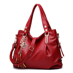 Tassel Decor Hand Bag Large Capacity Soft Leather Shoulder Bag