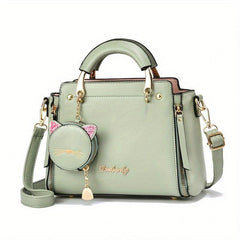 Letter Decor Square Handbag Crossbody Bag Women's Small PU Leather Shoulder Bag