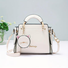 Letter Decor Square Handbag Crossbody Bag Women's Small PU Leather Shoulder Bag