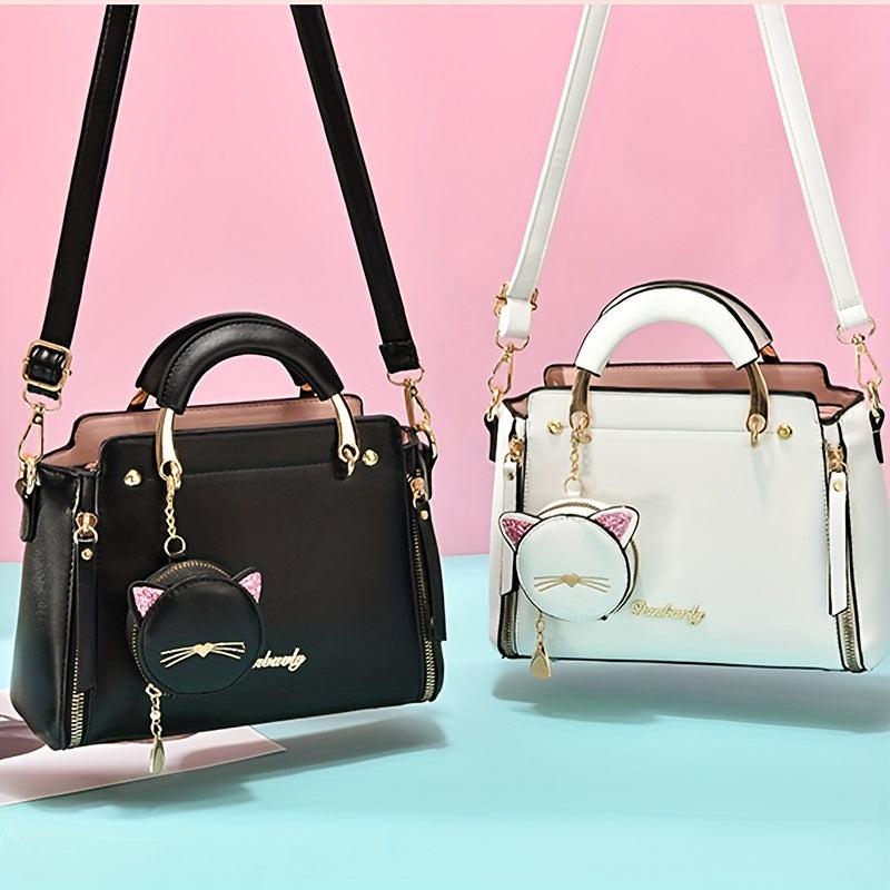Letter Decor Square Handbag Crossbody Bag Women's Small PU Leather Shoulder Bag