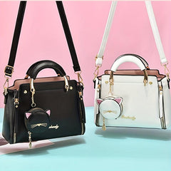 Letter Decor Square Handbag Crossbody Bag Women's Small PU Leather Shoulder Bag