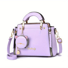 Letter Decor Square Handbag Crossbody Bag Women's Small PU Leather Shoulder Bag