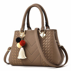 Embroidery Detail Satchel Bag Women's Tassel Decor Hand Bag Shoulder Purse