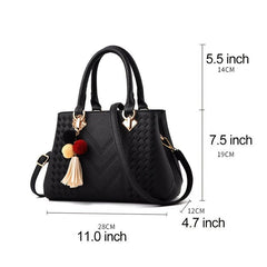 Embroidery Detail Satchel Bag Women's Tassel Decor Hand Bag Shoulder Purse