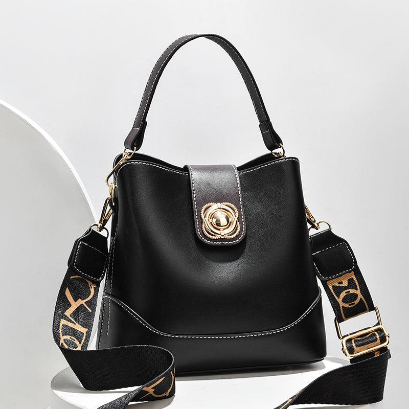 Vintage Faux Leather Bucket Bag Women's Shoulder Hand Bag