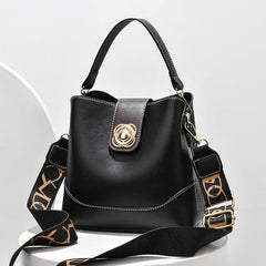 Vintage Faux Leather Bucket Bag Women's Shoulder Hand Bag