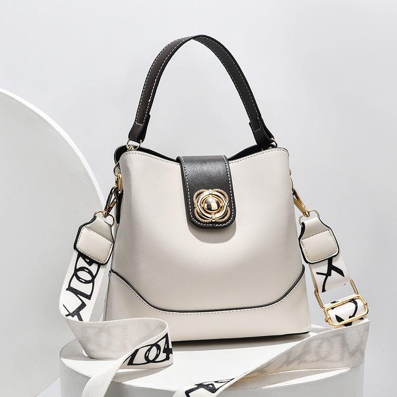 Vintage Faux Leather Bucket Bag Women's Shoulder Hand Bag