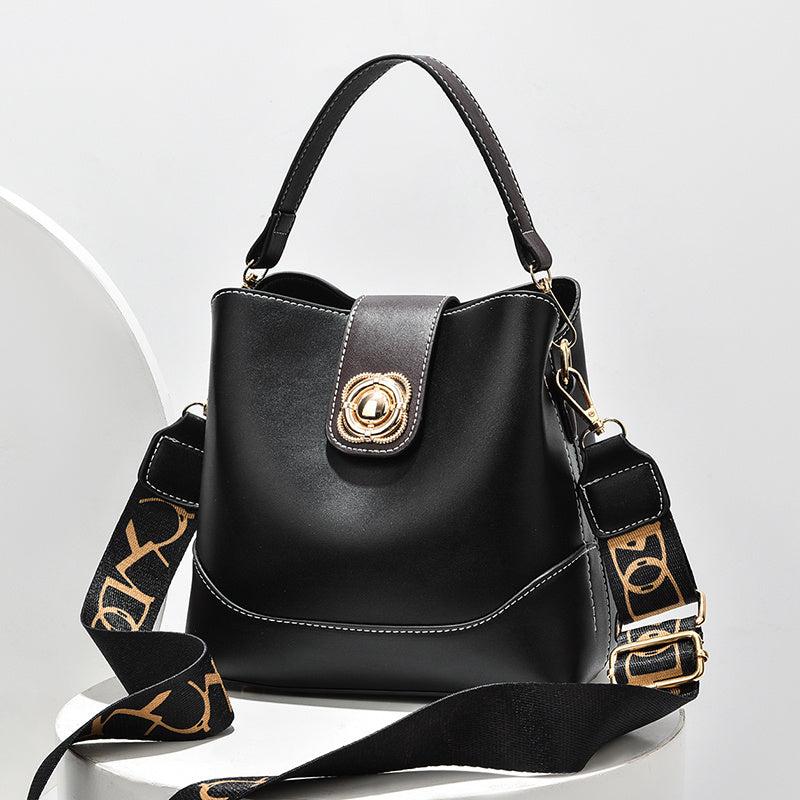 Vintage Faux Leather Bucket Bag Women's Shoulder Hand Bag